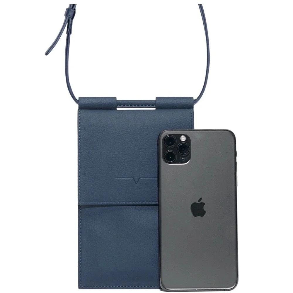 NEW Von Holzhausen Blue Vegan Leather Micro Bag Crossbody Phone and Card‎ Pouch
